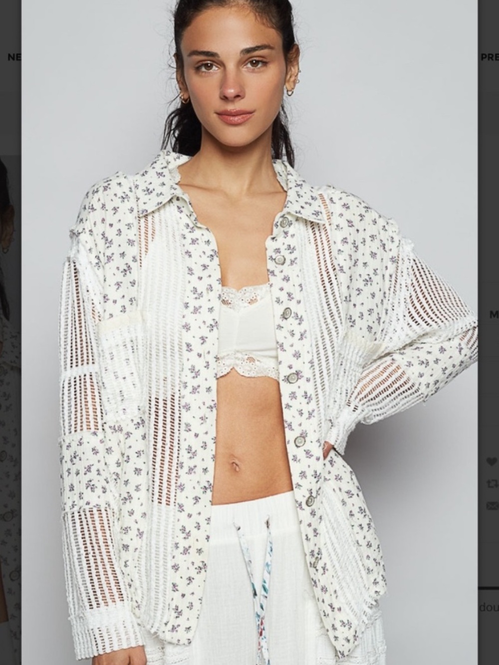 🆕 POL “Big Lake 2” Double Glaze W/Crochet Button Down NWT